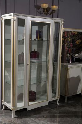 Schränke Holz Vitrinen Glas Schrank Echtholz Vitrine Wohnzimmer Möbel Anrichte