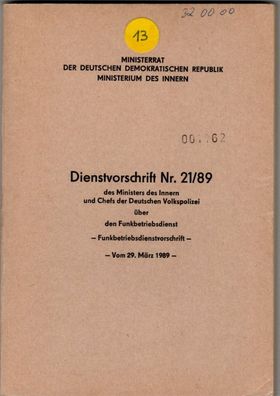 DDR MdI Dienstvorschrift Nr.21/89 Funkbetriebsdienstvorschrift