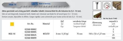 5 Stichsägeblätter 100mm HGS14 HOLZ schneller Schnitt ref: Bosch T144D von Wilpu