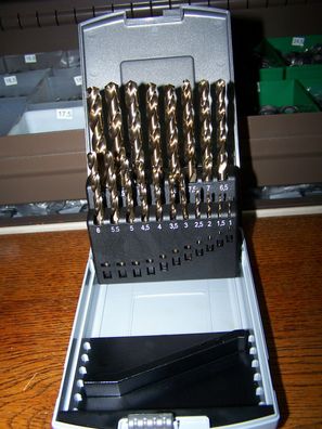 HSS-Co Bohrer Edelstahl DIN 338 in Rosebox 1-10mm in 0,5mm Schritten 19 Stück