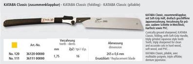 Japansäge Kataba Classic 265mm zusammenklappbar japanische Zugsäge Made in Japan