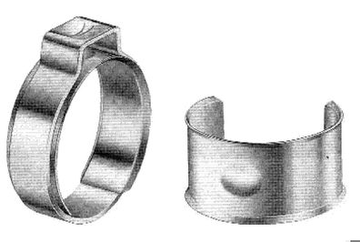 5 Stahl 1-Ohr Klemmen mit VA Einlage 15,5 Einohrklemmen