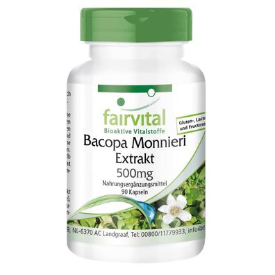 Bacopa Monnieri Extrakt 500mg 90 Kapseln Brahmi - fairvital