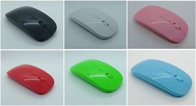 Funk Maus Kabellos Wireless Mouse Für PC Laptop Schwarz Weiß Rot Grün Blau Pink