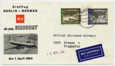 BERLIN 1964 Nr 219 + 220 JET PROP Viscount BRIEF X73EED2