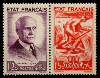 Frankreich 1943 Nr 589 + 590 postfrisch WAAGR PAAR X742F26