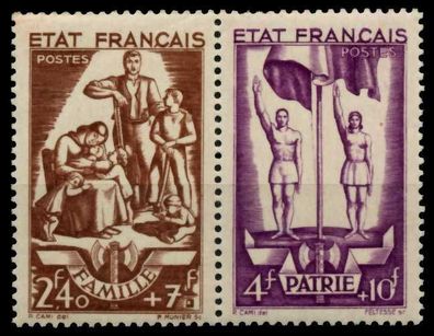 Frankreich 1943 Nr 591 + 592 postfrisch WAAGR PAAR X742F9E