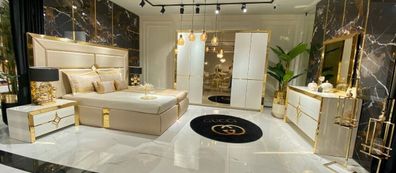 Schlafzimmer Set Design Luxus Kommode Modern Bett Nachttisch Kleiderschrank 6tlg