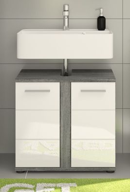 Waschbeckenunterschrank Bad Schrank grau Waschtisch Unterschrank 60 cm Blake
