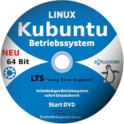 Kubuntu 22.04.1 LTS, 64 Bit, Linux, Deutsch, DVD, vollständiges Betriebssystem