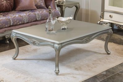 Luxus Couchtisch Klassische Couchtische Silberner Tisch Beistelltisch Holz Neu