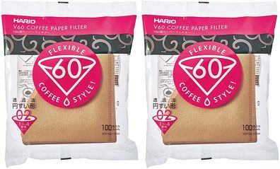 Hario Papierkaffeefilter V02 Misarashi braun 200 Stück VCF-02-100M