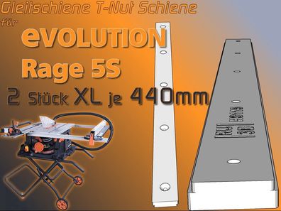 2x 440mm T-Schiene für Evolution Rage 5S Tischkreissäge, Schiebeschlitten