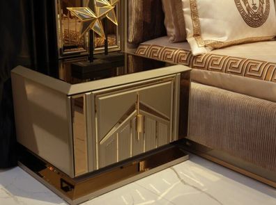 Luxus Nachttische Konsolen Beistelltisch Holz Möbel Schlafzimmer Gold Metall Neu