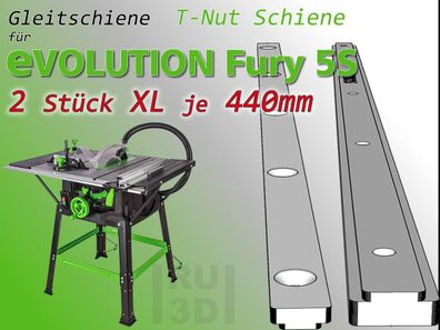 2x440mm T-Nut Schiene f. Evolution Fury 5S Tischkreissäge, Schiebeschlitten