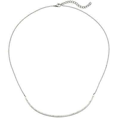 Collier Halskette Kette mit Anhänger aus Edelstahl mit Kristallen 50 cm
