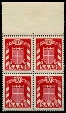 SAAR Dienstmarken Nr 33 postfrisch Viererblock X7C79A2