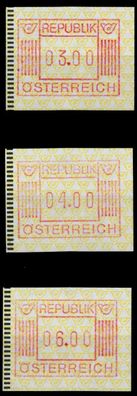 Österreich Automatenmarken Nr ATM 1-3S-ATM 1-6S S5CD33E