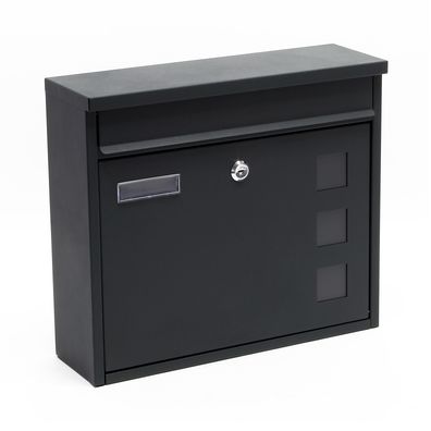 Wiltec Briefkasten V12 Anthrazit 360x115x320mm Schloss Namensschild Postkasten