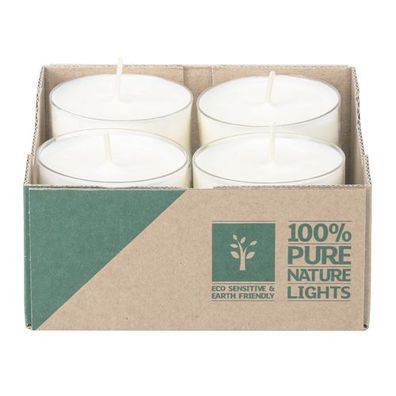 100% PURE NATURE LIGHTS, vegane Teelichter mit 100% Rapswachsfüllung, Brenndauer