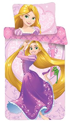 Disney Rapunzel Kinder Bettwäsche Prinzessin rosa mit Reißverschluss Bettbezug 1