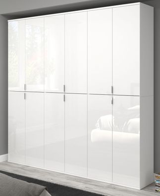 Kleiderschrank Mehrzweckschrank Garderobe in weiß Hochglanz mit 12 Türen ProjektX