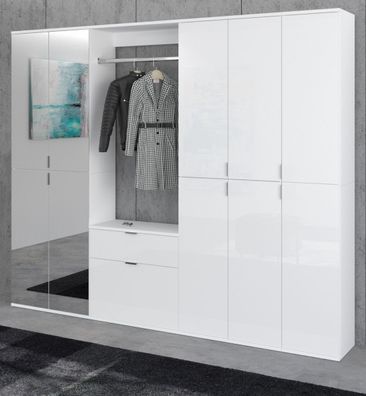 Garderobe komplett Set Garderobenschrank Schuhschrank in weiß Hochglanz ProjektX