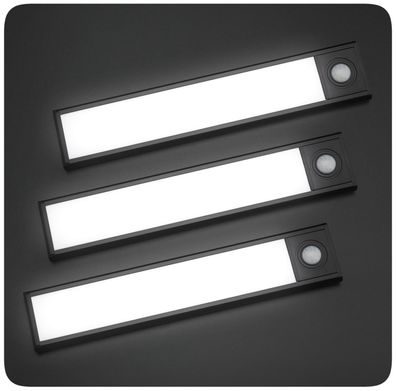 3er Set 20cm Sensor Licht 34LED´s Schrankbeleuchtung Lichtleiste Schranklicht schwarz