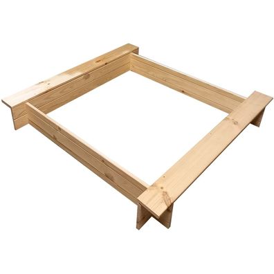 Sandkasten mit Sitz 118 x 118 cm – Rohes Holz