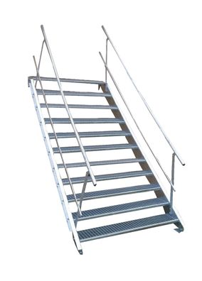 11 Stufen Stahltreppe beidseitig. Geländer Breite 80cm Geschosshöhe 165-220cm