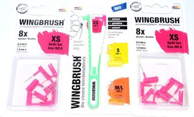 Wingbrush Interdentalbürste Starter Set + 2x Aufsätze - XS PINK Wingbrush