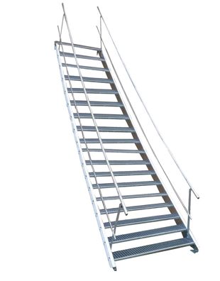 18 Stufen Stahltreppe beidseitigem Geländer Breite 90 cm Geschosshöhe 299-360cm