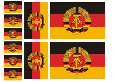 10 x Stück 3 Größen DDR Deutschland Flagge Mini Aufkleber Flagge Modellbau