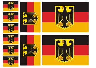 10 x Stück 3 Größen Deutschland Bundesadler Flagge Mini Aufkleber Flagge