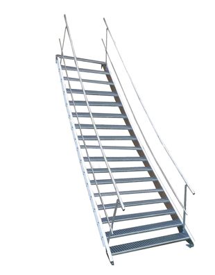 17 Stufen Stahltreppe beidseitigem Geländer Breite 110 cm Geschosshöhe 282-350cm