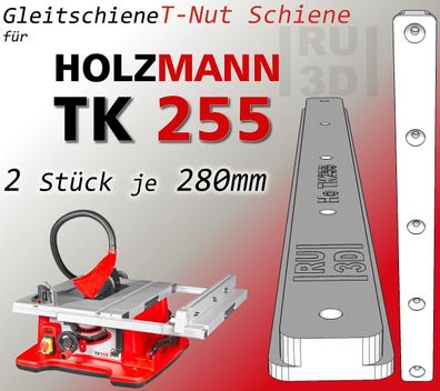 2x280mm T-Nut Schiene f. Holzmann TK255 Tischkreissäge, Schiebeschlitten