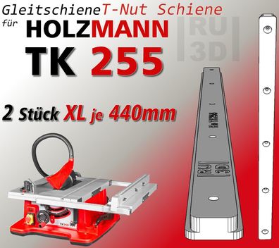 2x440mm T-Nut Schiene f. Holzmann TK255 Tischkreissäge, Schiebeschlitten