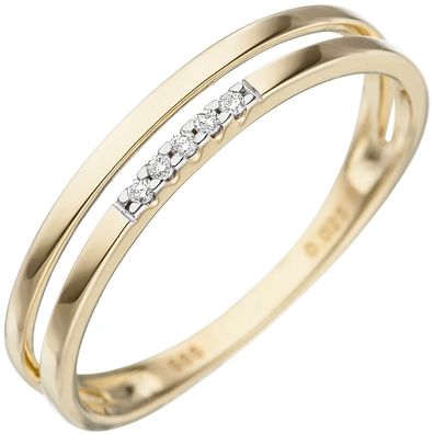 Damen Ring 585 Gold Gelbgold 5 Diamanten Brillanten Goldring Diamantring.