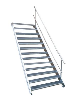 13 Stufen Stahltreppe einseitig. Geländer Breite 60 cm Geschosshöhe 195-260cm