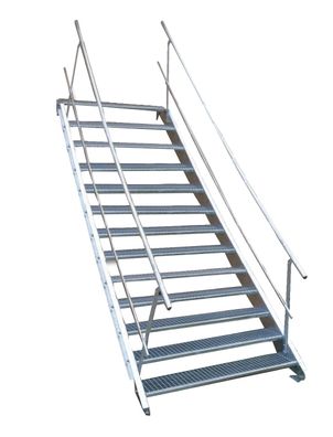 13 Stufen Stahltreppe beidseitig. Geländer Breite 100cm Geschosshöhe 195-260cm