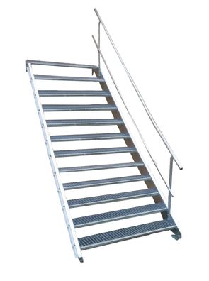 12 Stufen Stahltreppe einseitig. Geländer Breite 60 cm Geschosshöhe 180-240cm