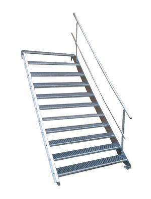 11 Stufen Stahltreppe einseitig. Geländer Breite 80cm Geschosshöhe 165-220cm