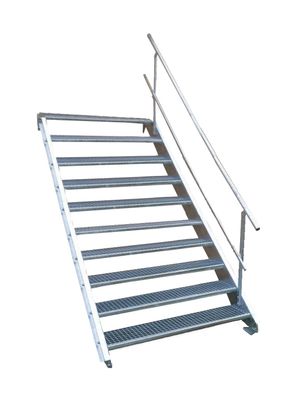 10 Stufen Stahltreppe einseitig. Geländer Breite 110 cm Geschosshöhe 150-200cm