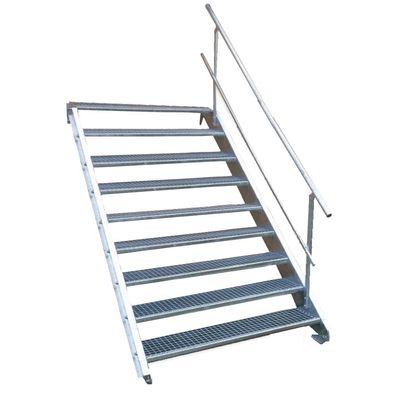 9 Stufen Stahltreppe einseitig. Geländer Breite 70 cm Geschosshöhe 135-180cm