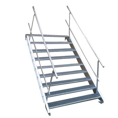 9 Stufen Stahltreppe beidseitig. Geländer Breite 100cm Geschosshöhe 135-180cm