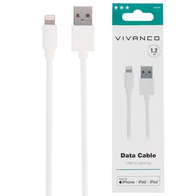 Vivanco 1,2m Long Life Cable für iPhone 8 / X / XS / 11 / 12 / 13 / 14 Pro Max