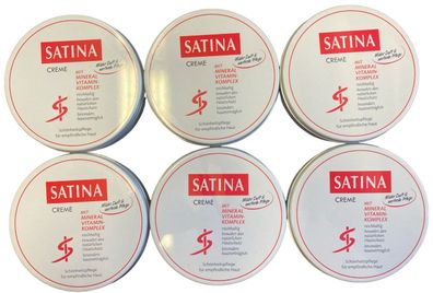 6 x Satina Creme, Schönheitspflege für empfindliche Haut (6x150ml) Top Angebot