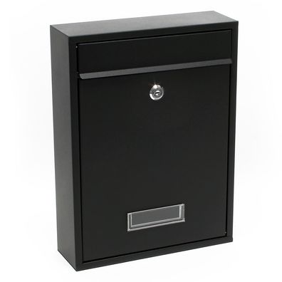 Wiltec Briefkasten schwarz V11 Postkasten Namensschild 2 Schlüssel Stahl