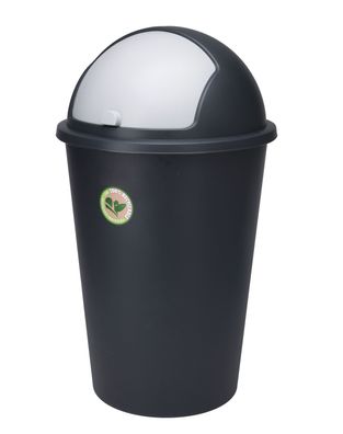 XXL Kunststoff Abfall Eimer schwarz rund - 50 L - Schiebe Deckel Müll Behälter