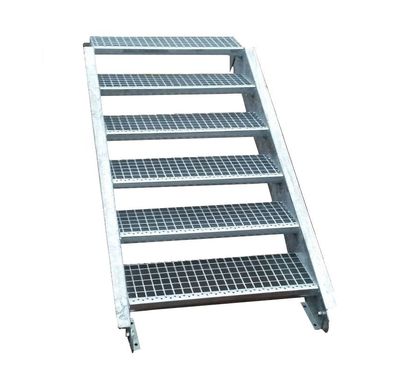 6 Stufen Stahltreppe Breite 120 cm Geschosshöhe 90-120cm inkl. Zubehör